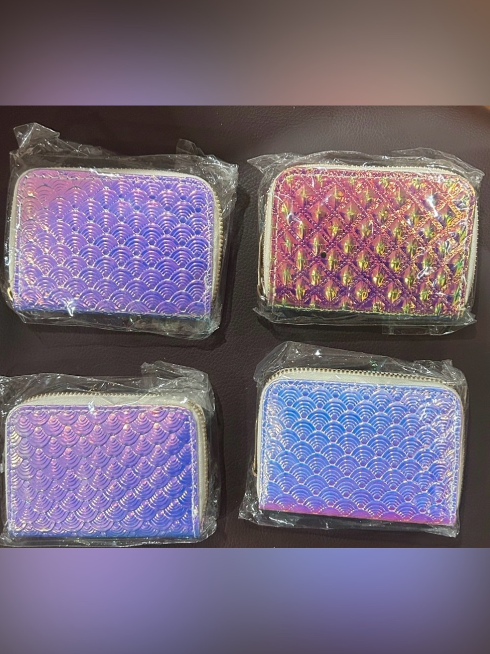 Minky Accessories Holographic Zip Wallets. NWT. You get all 4.